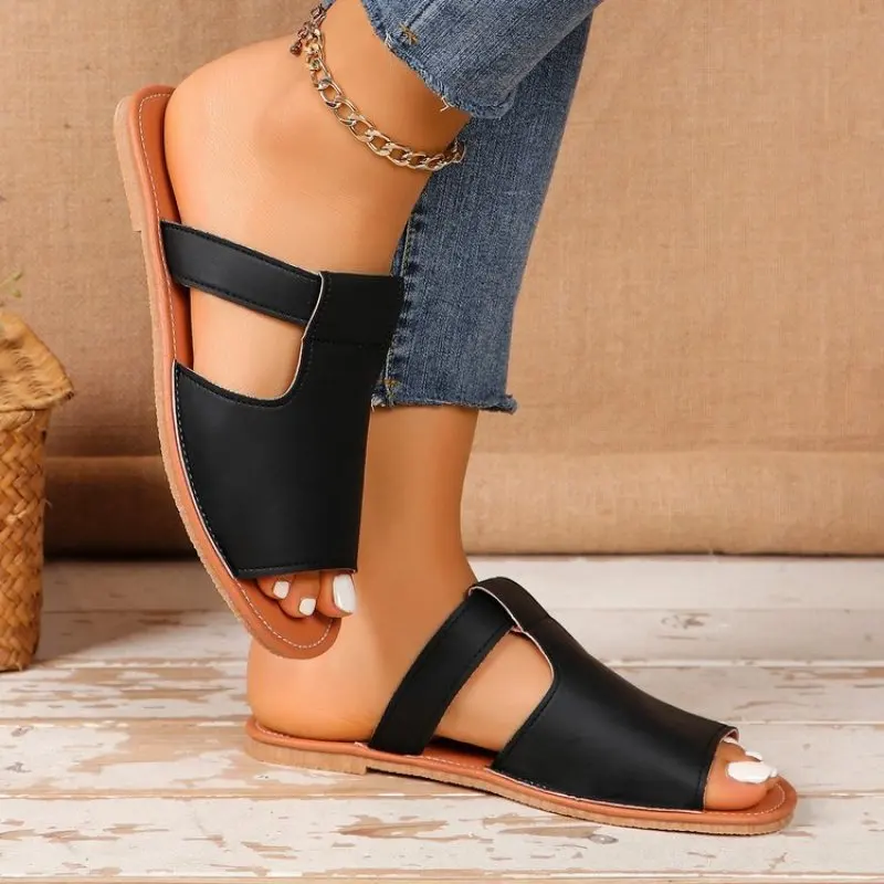 

Arrivals Women's Comfortable Faux Leather Slide Sandals Slip On Shoes For Outdoor Style Woman Fashion Comfort Plus Size 42 43 44