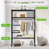 Heavy Duty Rolling Clothes Rack with Adjustable Shelves & Oxford Cover Durable Closet Organizer Bedroom Laundry Room 550 lbs 4