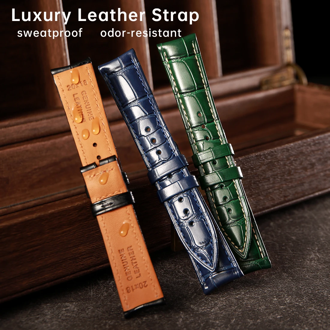 Maikes-luxo Marca Couro Ver Correias Pulseiras de Relógio Pulseiras para Rolex Breitling Omega Ver Bands 20 mm 21 mm 22 mm - Image 3