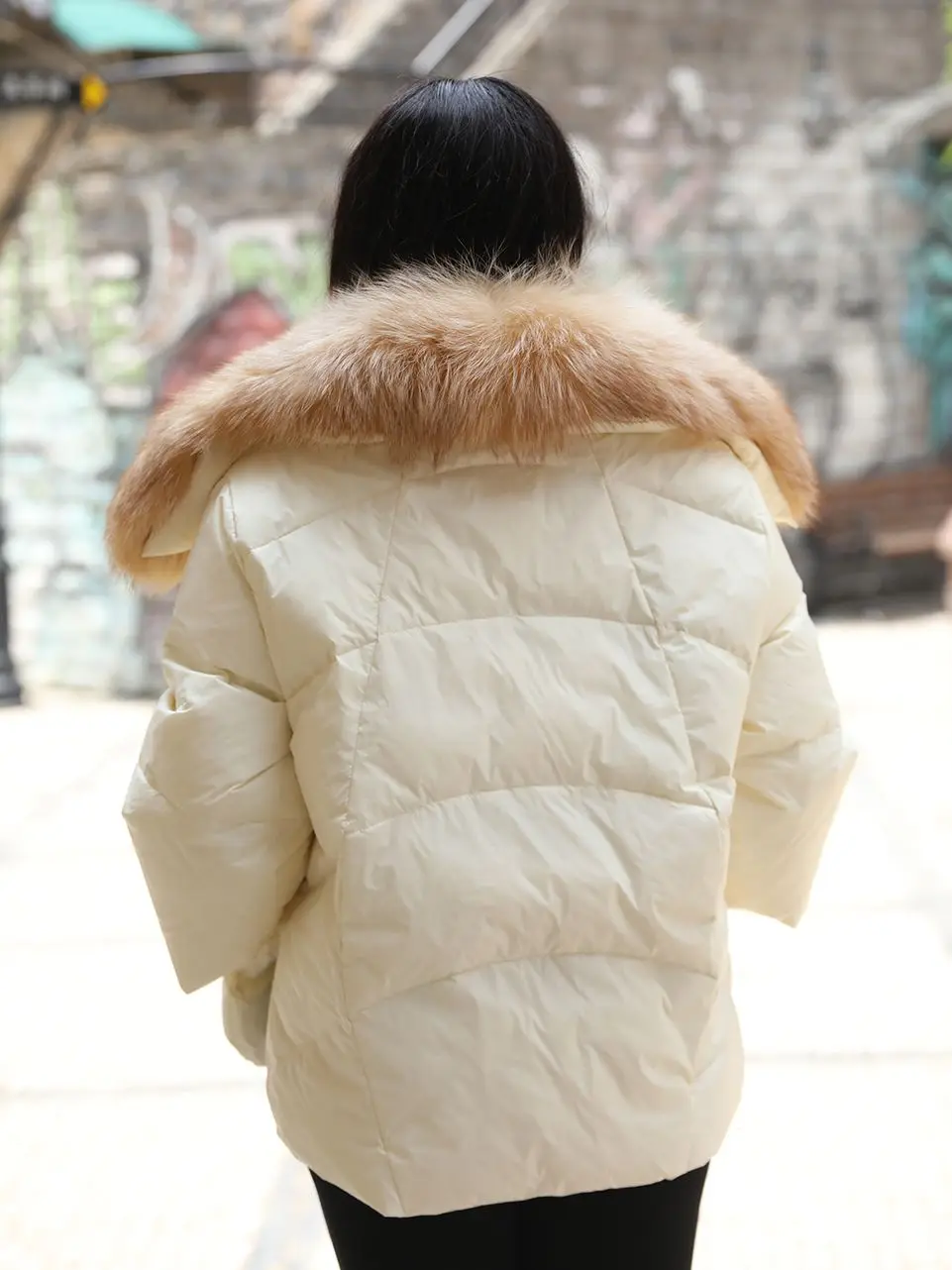 JANEFUR Women's Down Jacket 2023 Luxury Real Fox Fur Collar Natural Raccoon Fur Puffer Jackets Warm Winter Goose Down Parkas