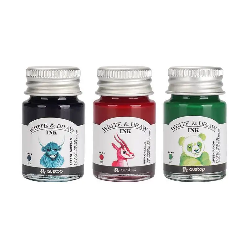 AUSTOP 드로잉 잉크 투명 액체 수채화 물감 방수 잉크 만년필 연한 색 라인 드로잉 리필 액체 10ml