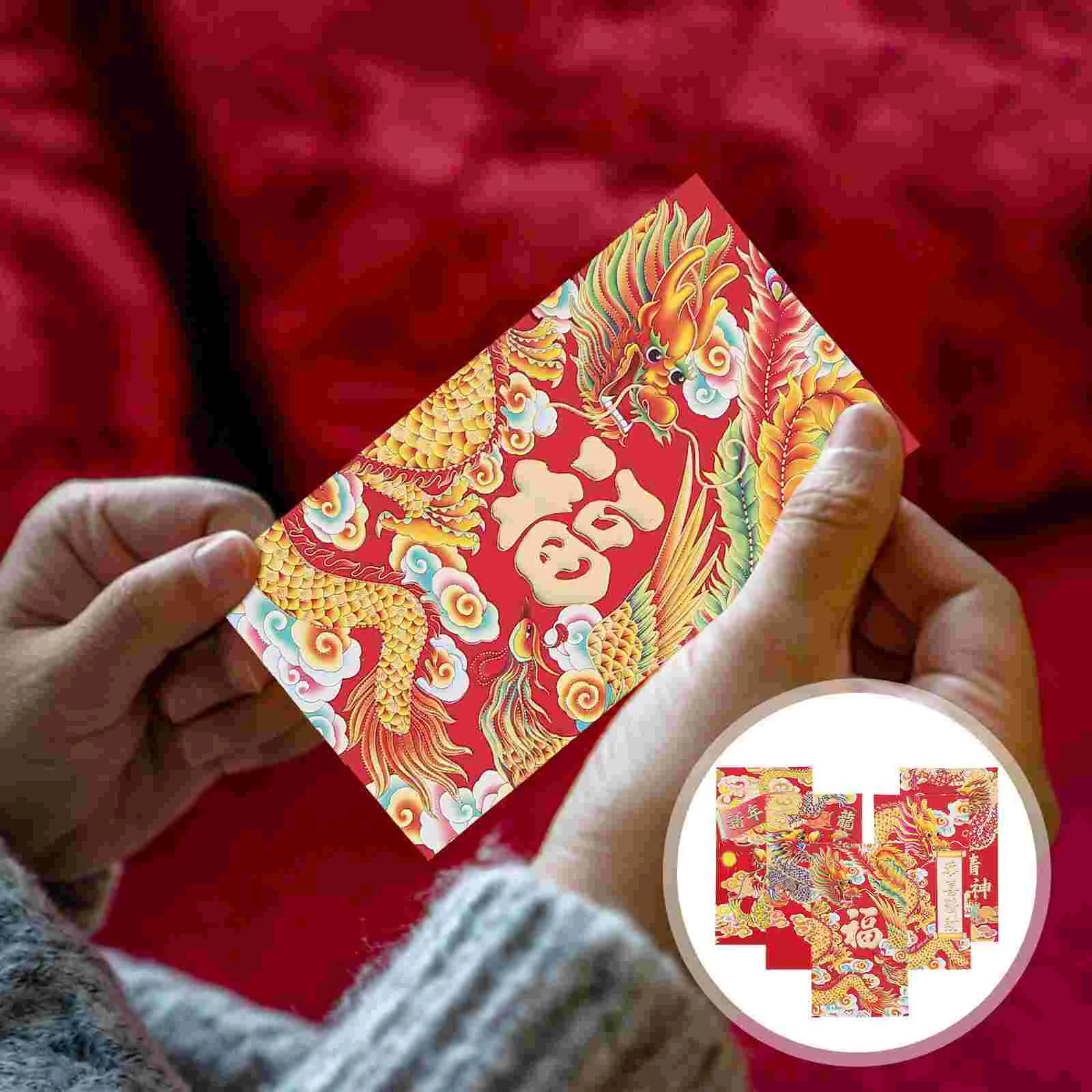 

HongBao Dragon Year Red Envelopes Chinese Style Red Envelopes New Year Money Packets Lucky Money Bags (Mixed Style)