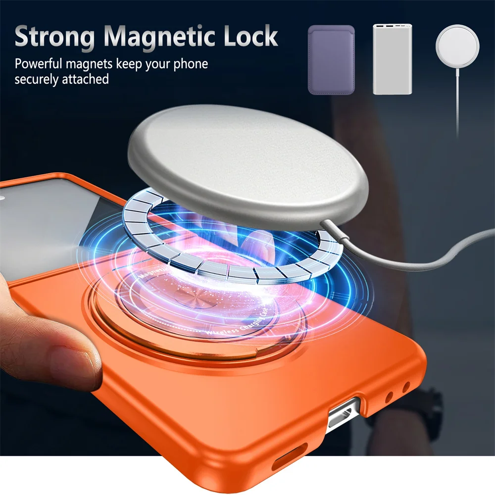 Solid Color Rotating Bracket Magnetic Phone Case with Protective Back Cover
