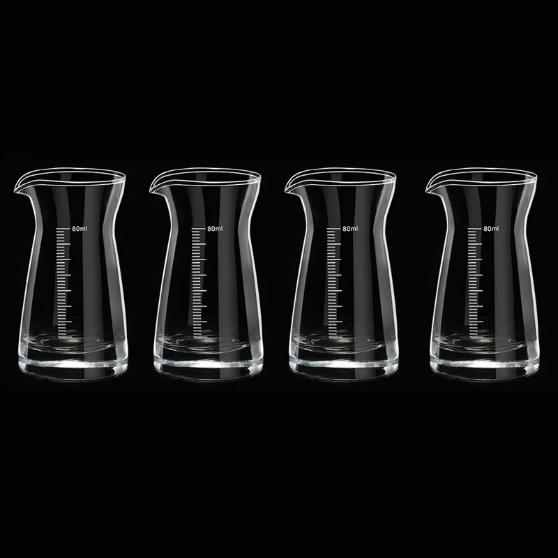 4pcs Set 80ml Wine Dispenser Whiskey Pot Drinkware Foreign Wine Household Measuring Jug Glass Pot with Scale Transparent
