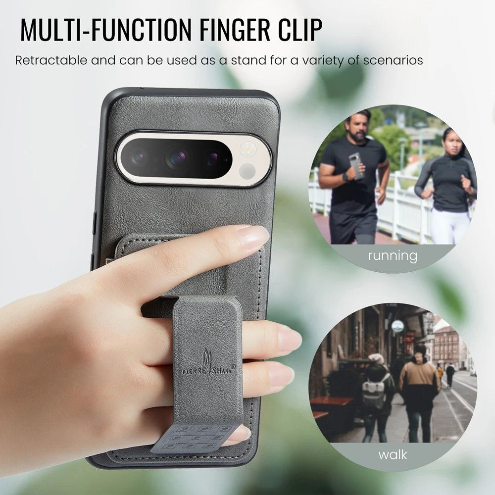 Magnetic Leather Wallet Phone Case with Strap and Card Holder