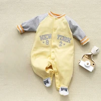3-12M Newborn Baby Rompers Spring Autumn cotton Baby boy girls clothes Letter Embroidery baby clothing jumpsuits baby onesies