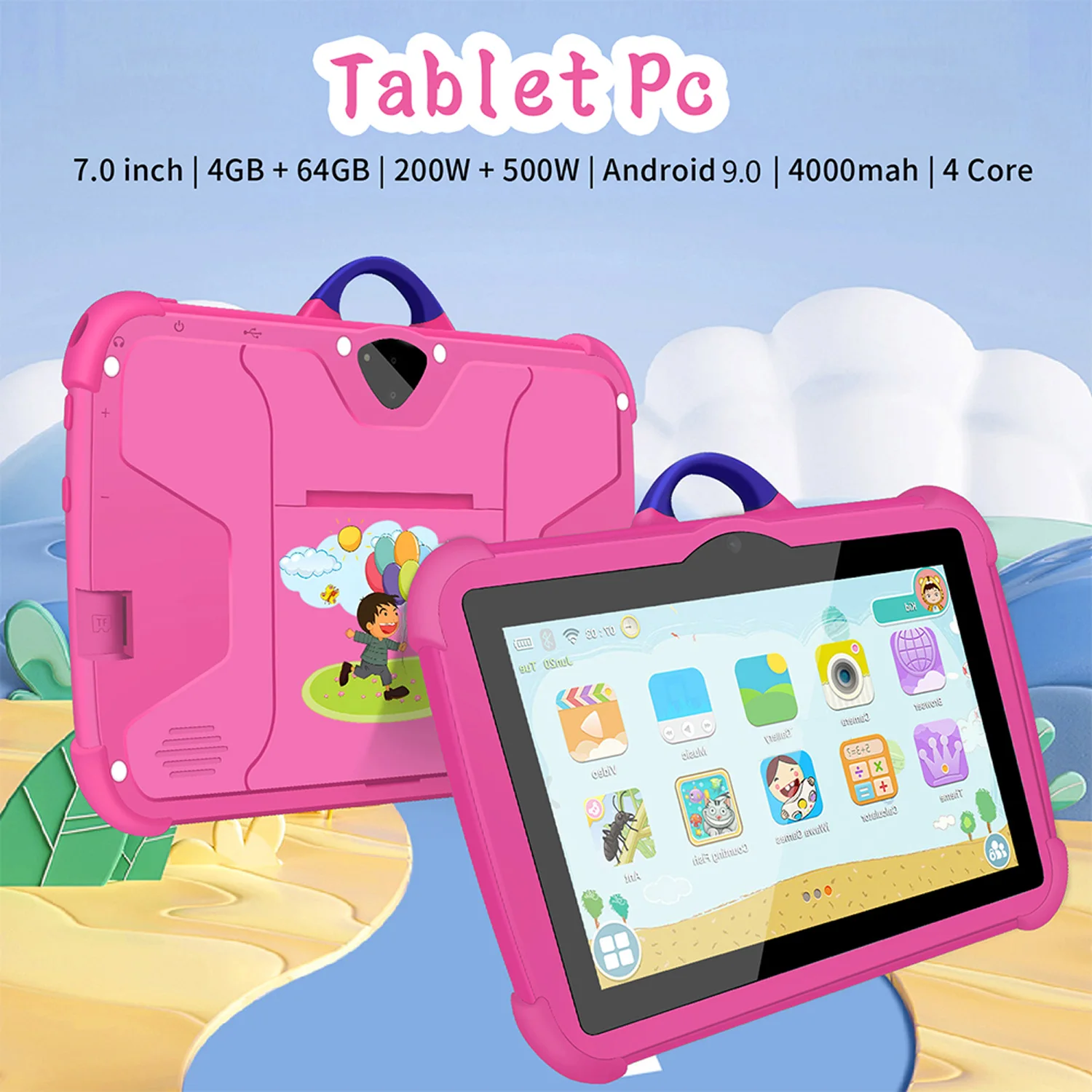 New 7 Inch WiFi Tablet PC Google Learning Education Kids' tablet Quad Core 4GB RAM 64GB ROM Wi-Fi Android Tablets 4000mAh 2