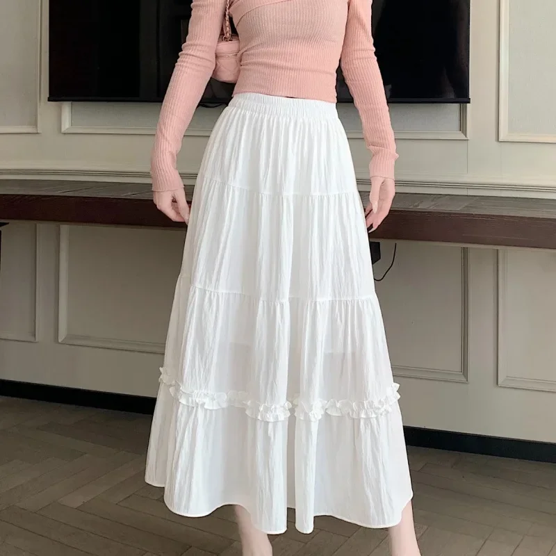 Falda versátil de longitud media en forma de A para mujer Falda abullonada elegante y a la moda con diseño de paraguas arrugado de Baker's Cr