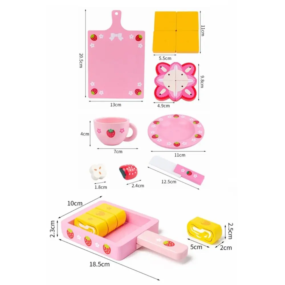 Strawberry Design Wooden Simulation Cake Toys Tteokbokki Model Exquisite Craftsmanship Pretend Play Kitchen Food Toys