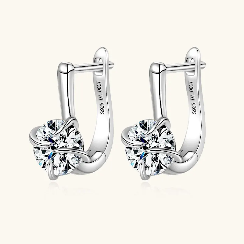 Ehhai GRA zertifizierte 6,5 mm runde Moissanit-Creolen für Damen, 925er Sterlingsilber, Solitaire Huggies, edler Schmuck, Pendientes – Detail 5