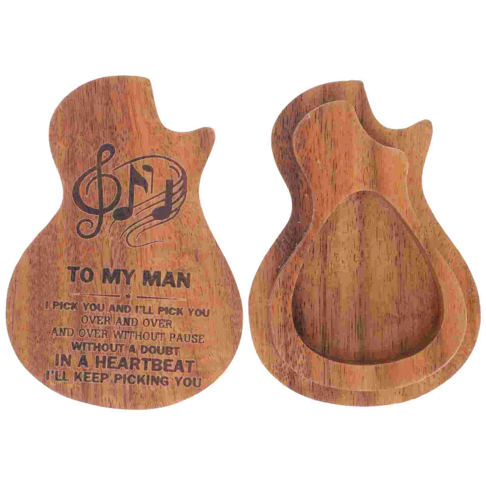 

Handmade Wooden Guitar Pick Box Plectrum Box for Guitarist Music Lovers Gift