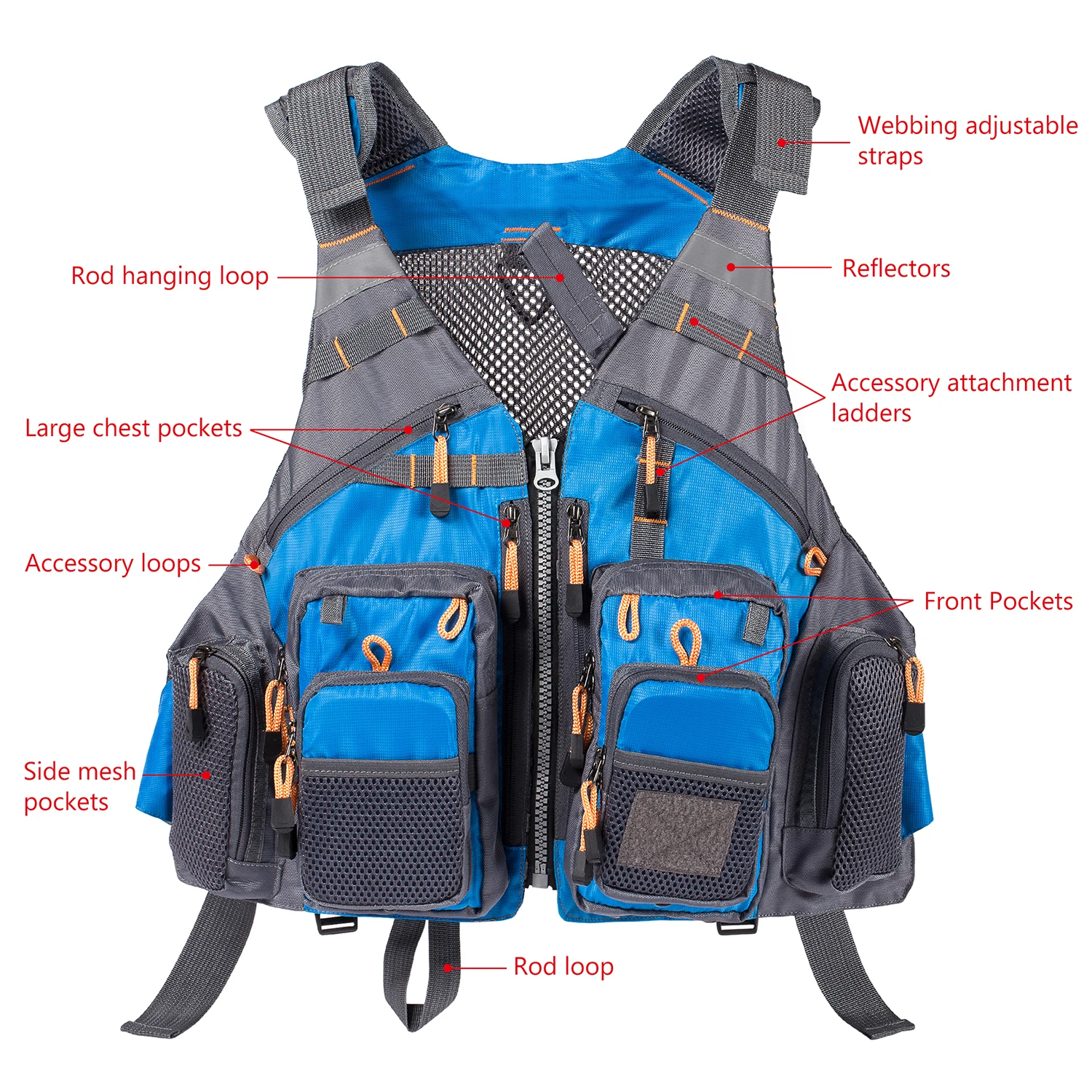 Bassdash atmungsaktive angler weste outdoor sport fliegen schwimmen verstellbar weste angeln gerät – Detail 6