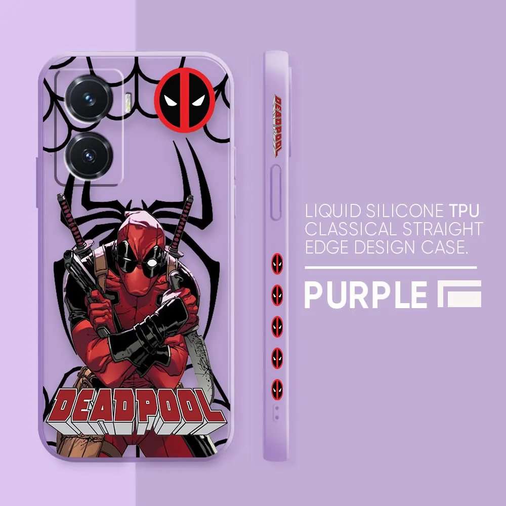 thumbnail image 1 of Case For VIVO Y55 Y52S Y53S Y66 Y55S Y73S 5G Y85 Y93 Y76 Y91 Colour Simple Liquid Silicone Shell Funda Capa Case Marvel Deadpool, 1 of 5