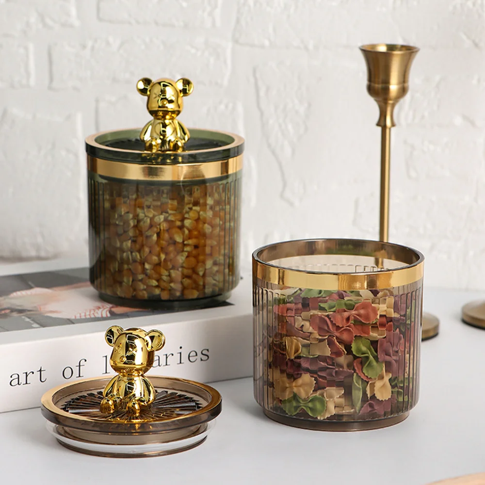 Cute Bear Cotton Pad Holder Cotton Swab Rod Storage Box Cosmetics Jewelry Bathroom Makeup Container Lipstick Organizer Box Conbo