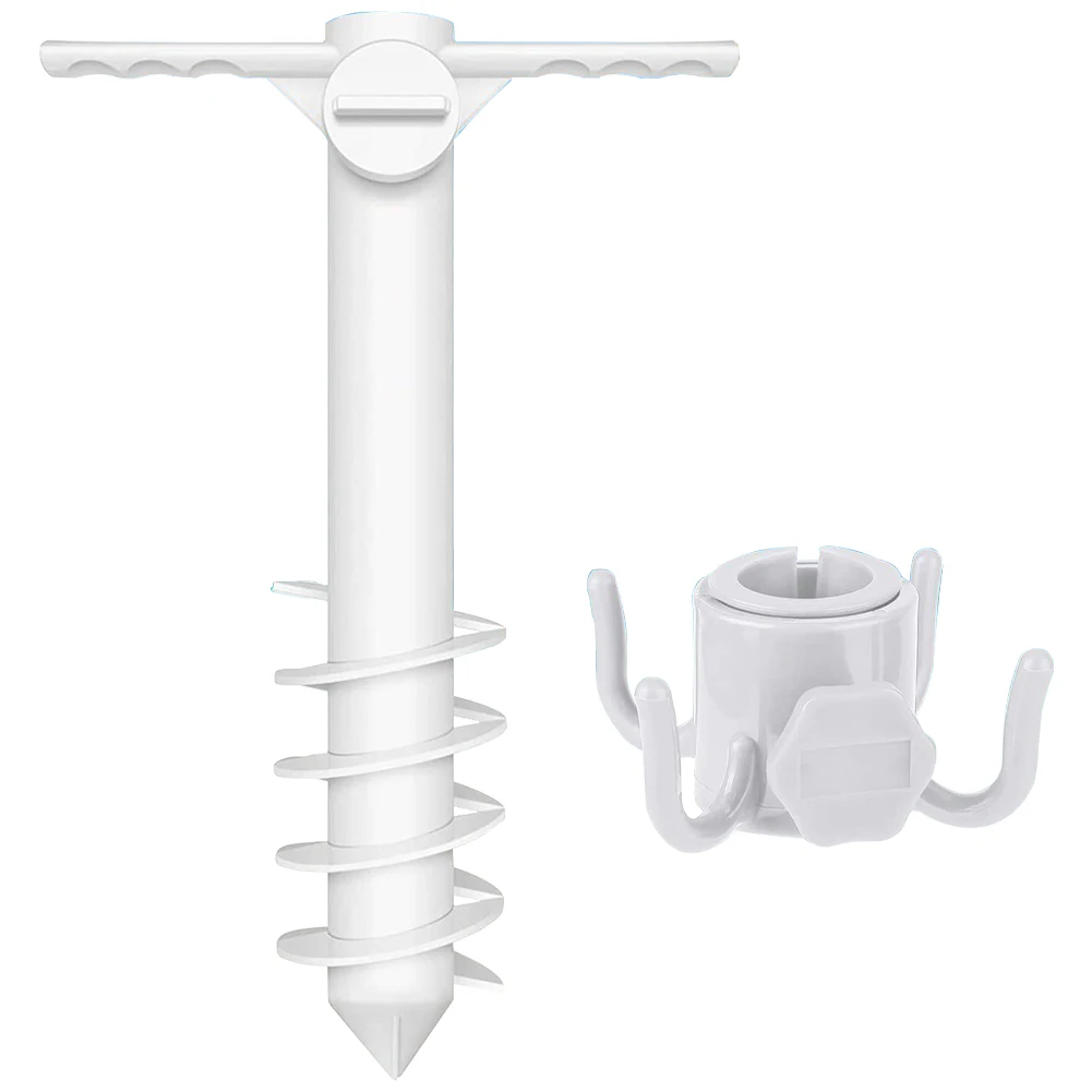 3/5 Spin Inserts Spiral Umbrella Plug with Hook Spike Auger Keep Holder Windproof Sunshade Bracket Equipment for Sand Soil Grass 2