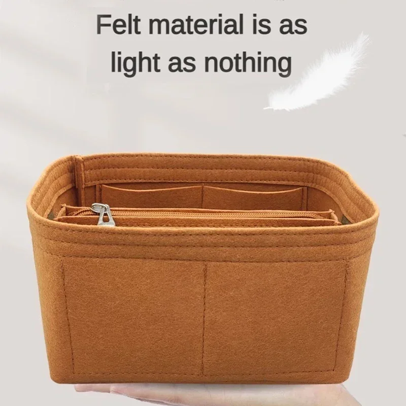 Felt Women's Cosmetic Make Up Storage Bag Organizer Insert Travel with zipper In Bag Tote Shaper Fit For Picotin 18 22