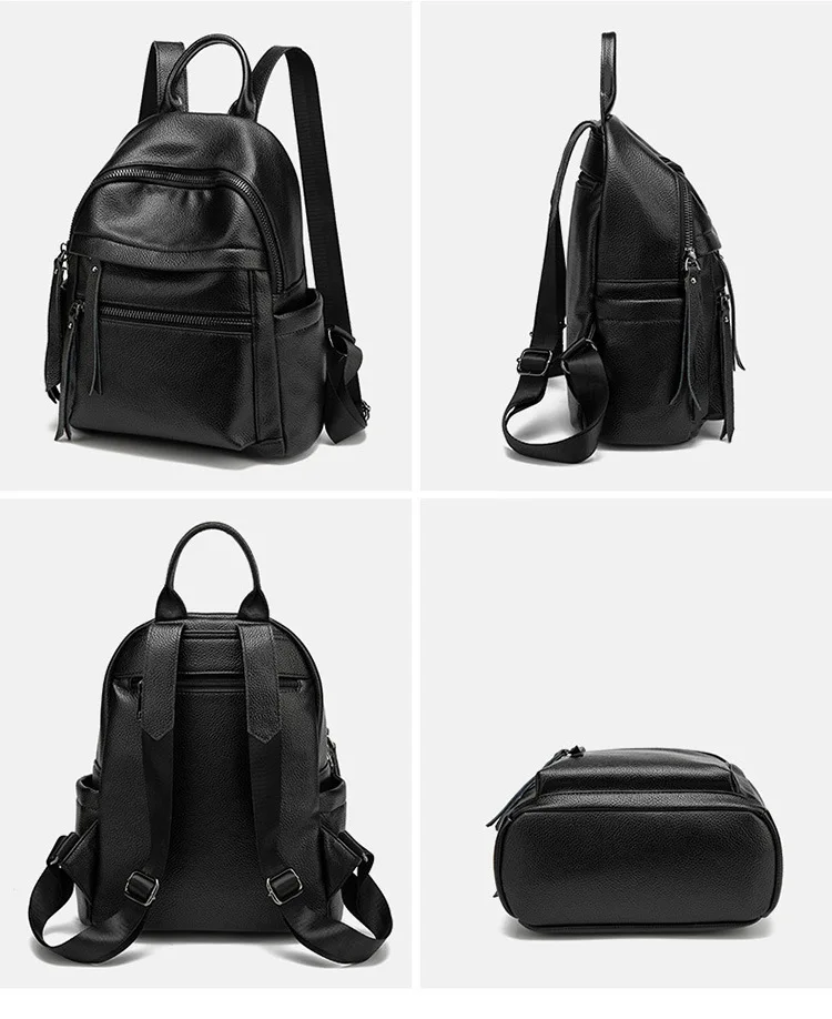 2023 New Fashion Genuine Leather Women Backpacks Luxury Brand Female Real Natural Leather Ladies Girl Student Casual Backpack 4