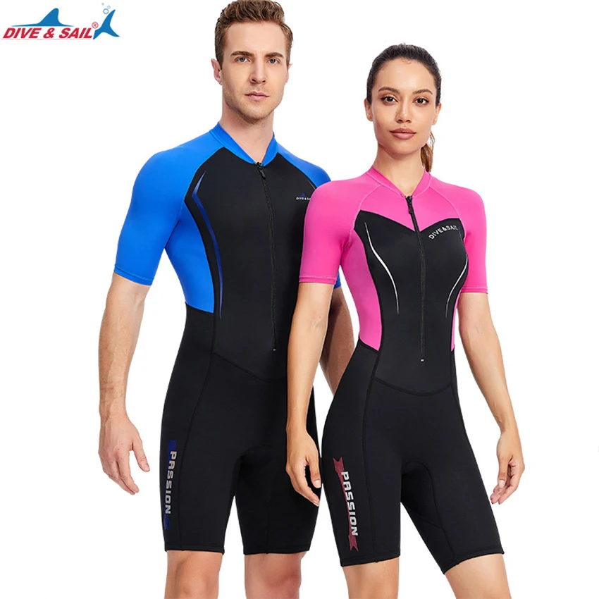 DIVE & SAIL Adult Mens Womens Diving Suit 1.5mm Shorty Wetsuit Neoprene Diving Suit for Snorkeling Swimming Surfing Canoeing diving suits