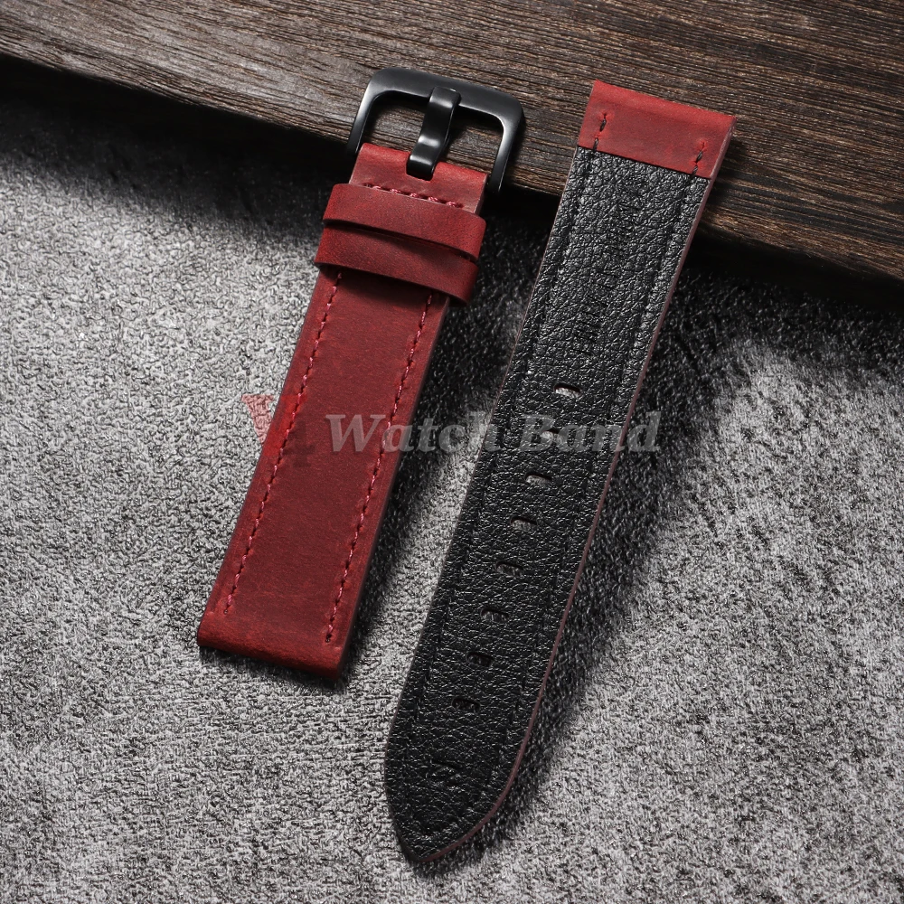 Vintage Sport Leather Watch Band with Stainless Steel Buckle