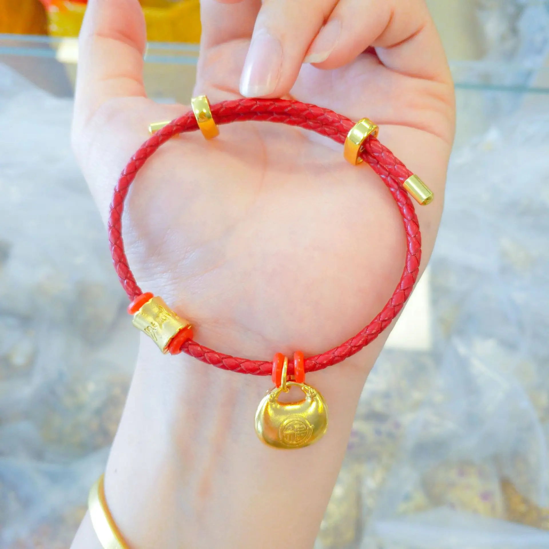 9999 real gold small fat Fu long life lock pendant 24K gold small lump pendant auspicious clouds Yuanbao lucky bag necklace