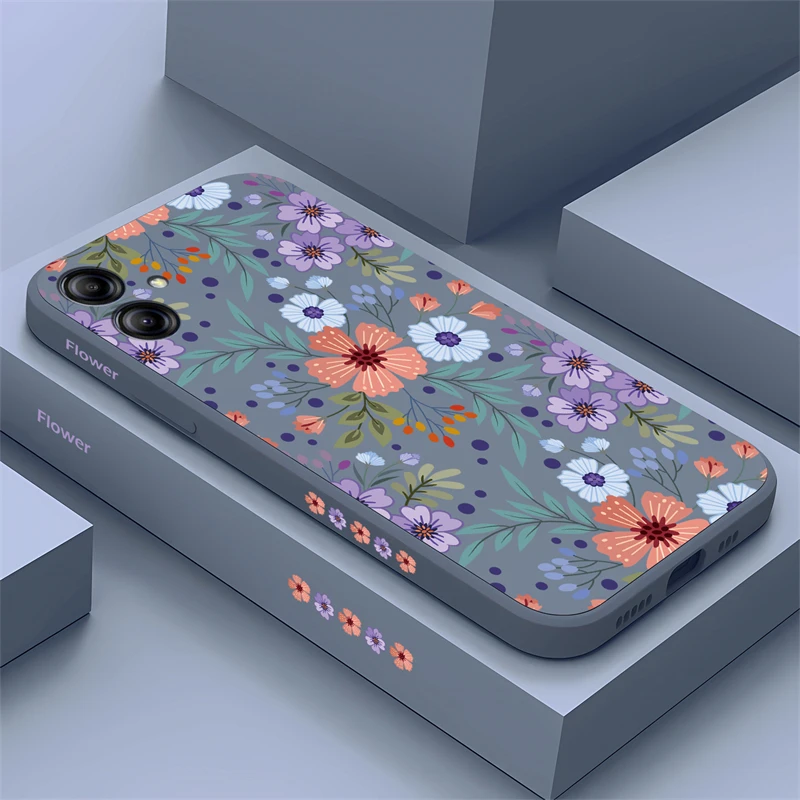 Matte Silicone Shockproof Floral Cover - Liquid Resistant