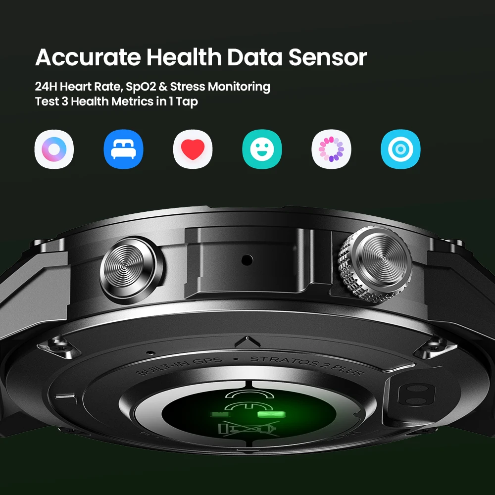 New Zeblaze Stratos 2 Plus GPS Smart Watch 1.43'' AMOLED Display Compass Barometric Altimeter Bluetooth Phone Calls Smartwatch 5