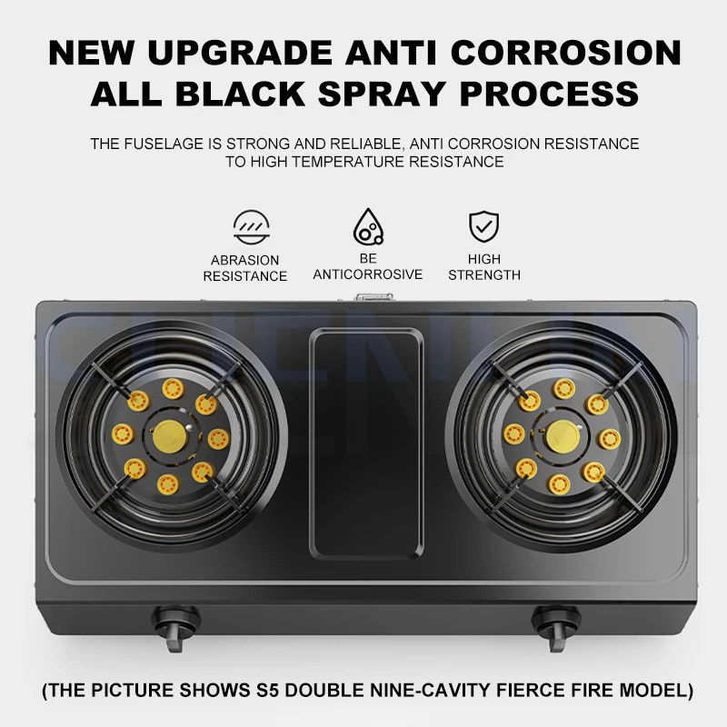 Desktop Gas Stove 2 Burner Stainless Steel Double Stove Household Strong Fire Liquefied Natural CocinasDe Gas Gas stove 4