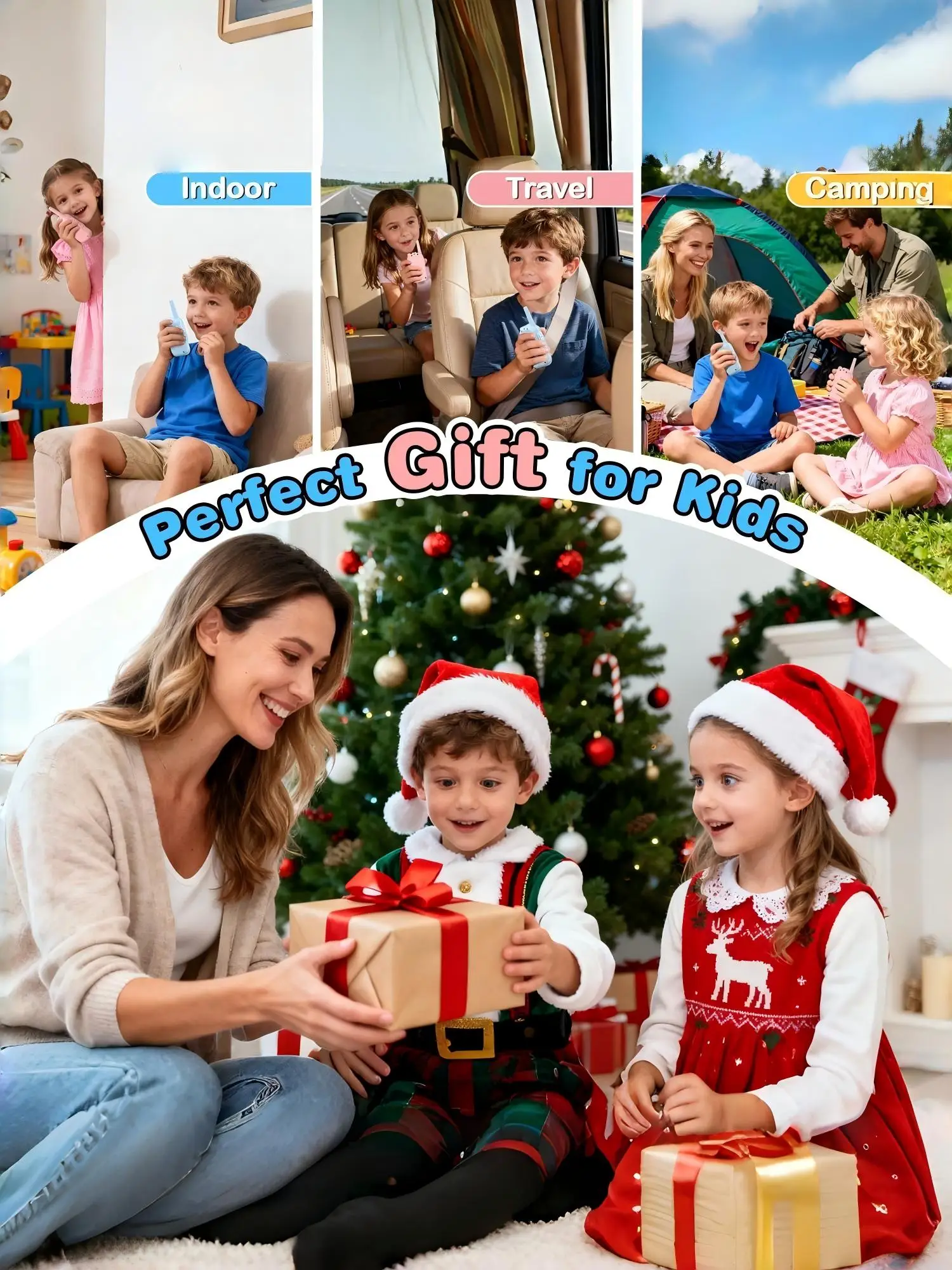 어린이용 비디오 스크린 무전기 2종 세트, 충전식 용 장난감, 고화질 카메라 및 음성 변조 기능 포함