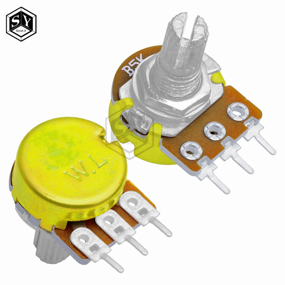 WH148 Linear Potentiometer 15mm Shaft With Nuts And Washers 3pin WH148 B1K B2K B5K B10K B20K B50K B100K B250K B500K B1M 1pcs linear potentiometer potentiometer kit electronic components