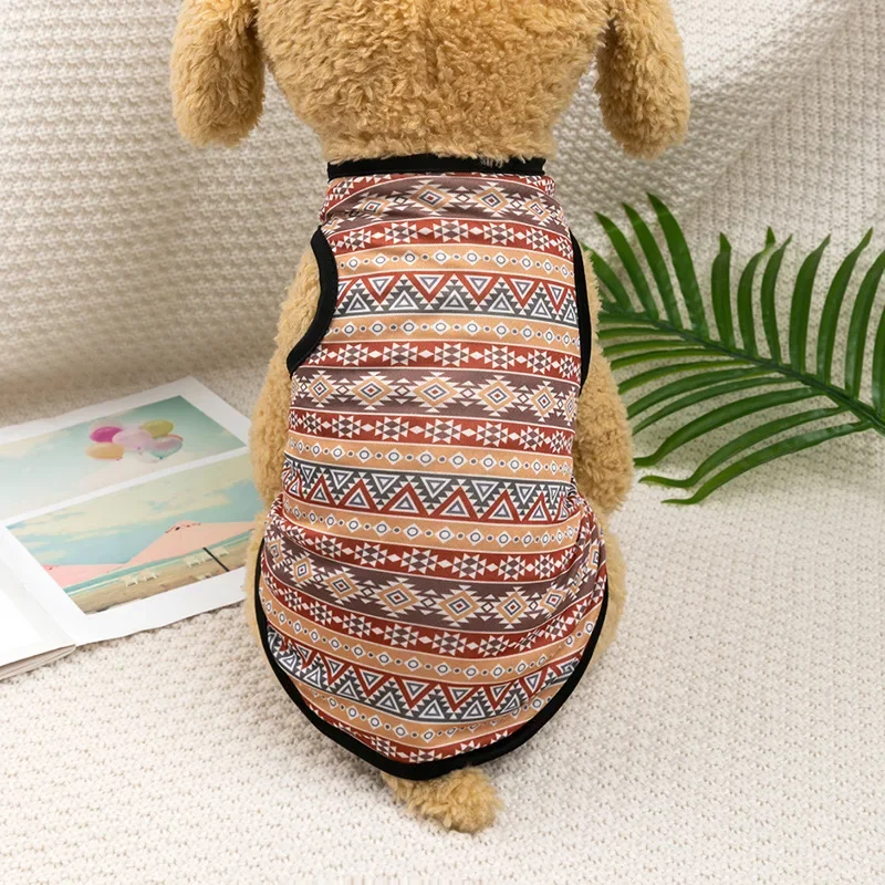 Dog Clothes Bohemian Style Dogs T-shirt Soft Dogs Cats Vest Summer Puppy Clothes York French Bulldog T-Shirt Dog Pullover Pet Costumes