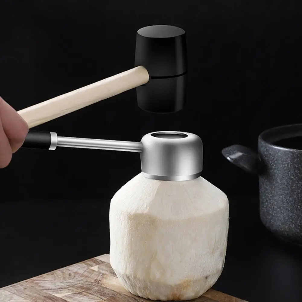 

Coconut Opener Tool Stainless Steel Coconut Opener Set for Easy Meat Extraction Durable Non-slip Handle Food Grade for Breaking