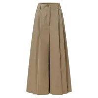 Autume Spring Flared Palazzo Pants For Women Cropped Cotton Linen Comfy Baggy Pants With Pockets Elegant High Waist Trousers - Image 2
