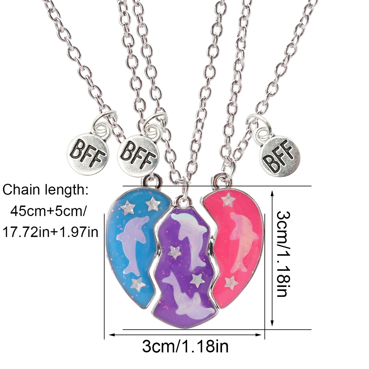 3 Teile/satz Beste Freunde Anhänger Halskette Für Frau Magnetische Einstellbare Regenbogen Gänseblümchen Liebhaber Gebrochenes Herz Kette BFF Schmuck Geschenke – Detail 28