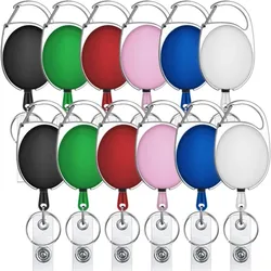 Heavy - Duty Retractable Badge Reel with Carabiner Clip and Key Ring (12pcs)