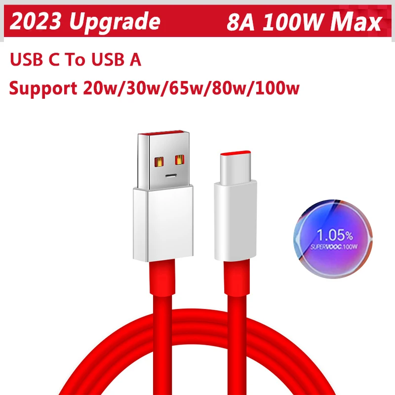 thumbnail image 1 of Oneplus-Cable Original de carga rápida tipo C, 100W, Supervooc Dash Warp, One Plus 11, 5G, 10 Pro, 10T, Nord 2T, 9RT, 9, 8 T, 7, 1 of 5