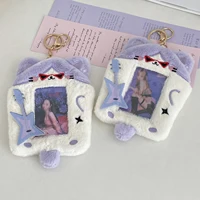 3 Inch Kpop Photocard Holder Keychain Kawaii Cardholder Plush Devil Cover Cute Aesthetic Photo Sleeve 2