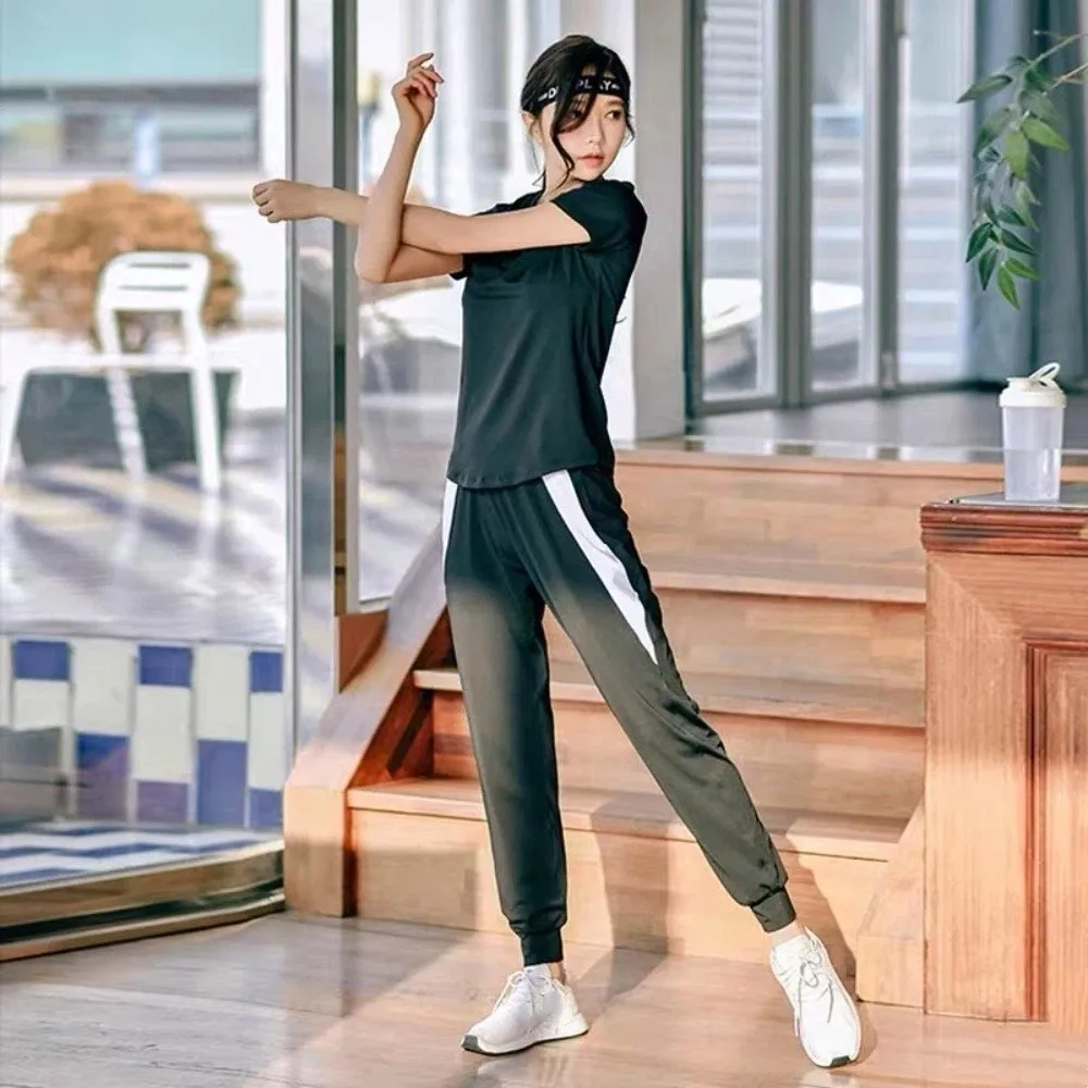 Fashion Plus Size Women Sports T-shirt Quick Dry Short Sleeve Yoga Loose Tops Pullover Tanks Fitness Crop Top Girls