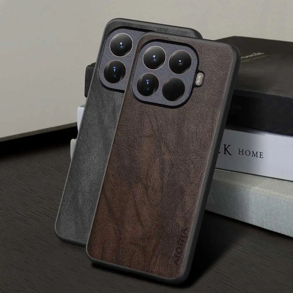 Luxury Solid Color Leather Phone Case - Premium Back Cover