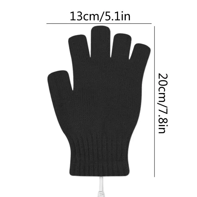 USB Heated Gloves Heating Knitting Hands Warm Gloves Mitten Half Fingerless Winter Hands Warmer Laptop Women Men