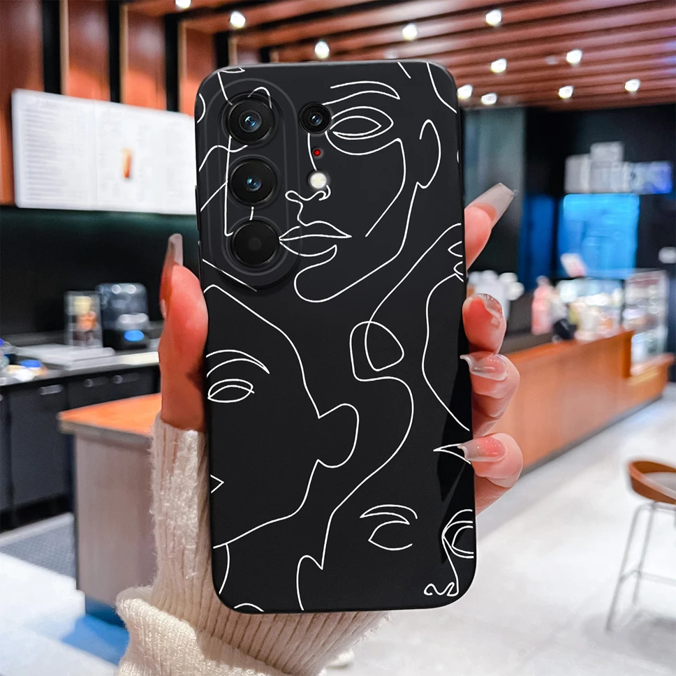 Abstract Line Art Print Liquid Silicone Shockproof Case with Camera Protection