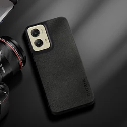 Elegant Lightweight Leather Wood Grain Phone Case - Durable & Stylish Protection for G Play 2024 4G (Black)