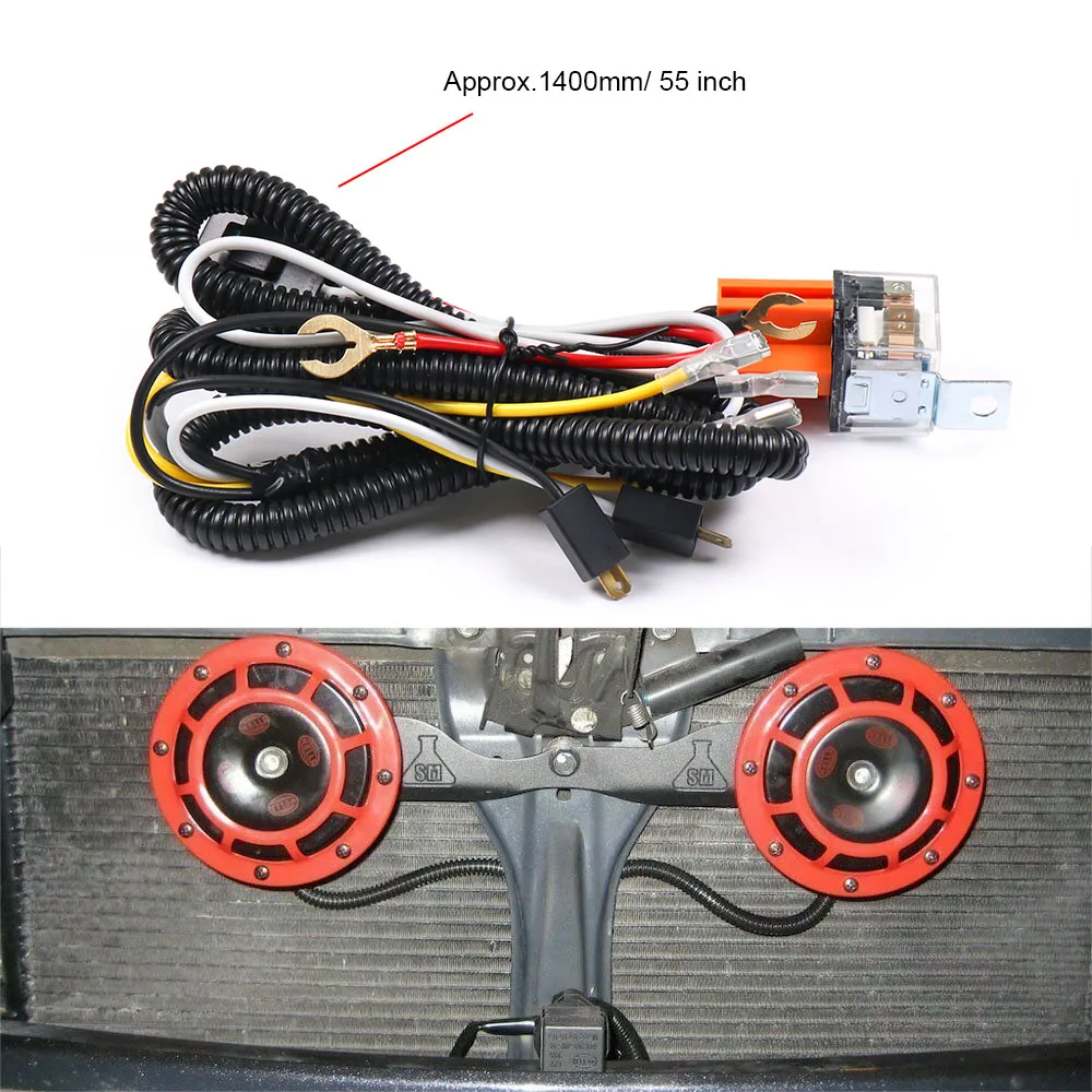 24V Electric Horn Kit With Switch Harness Relay Universal Fit For Car