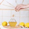 Hexagonal Glass Honey Bottle Wooden Stirring Rod Honey Packaging Bottle 110/220/380ML Small Honey Bottle Container Jar 4