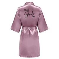 Robe de mariée d'équipe de fête de mariage avec lettres noires, pyjama Kimono en Satin, peignoir de demoiselle d'honneur SP003 4
