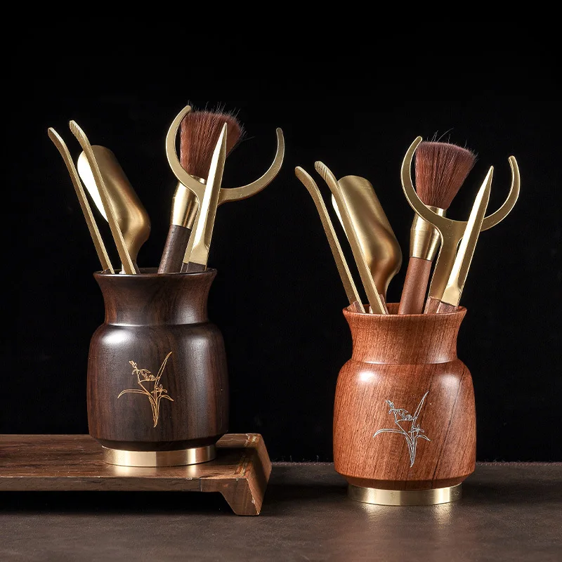 

Sandalwood Tea Ceremony Six Gentlemen Rosewood Tea Set Zero with Solid Wood Light Luxury Brush Cup Holder