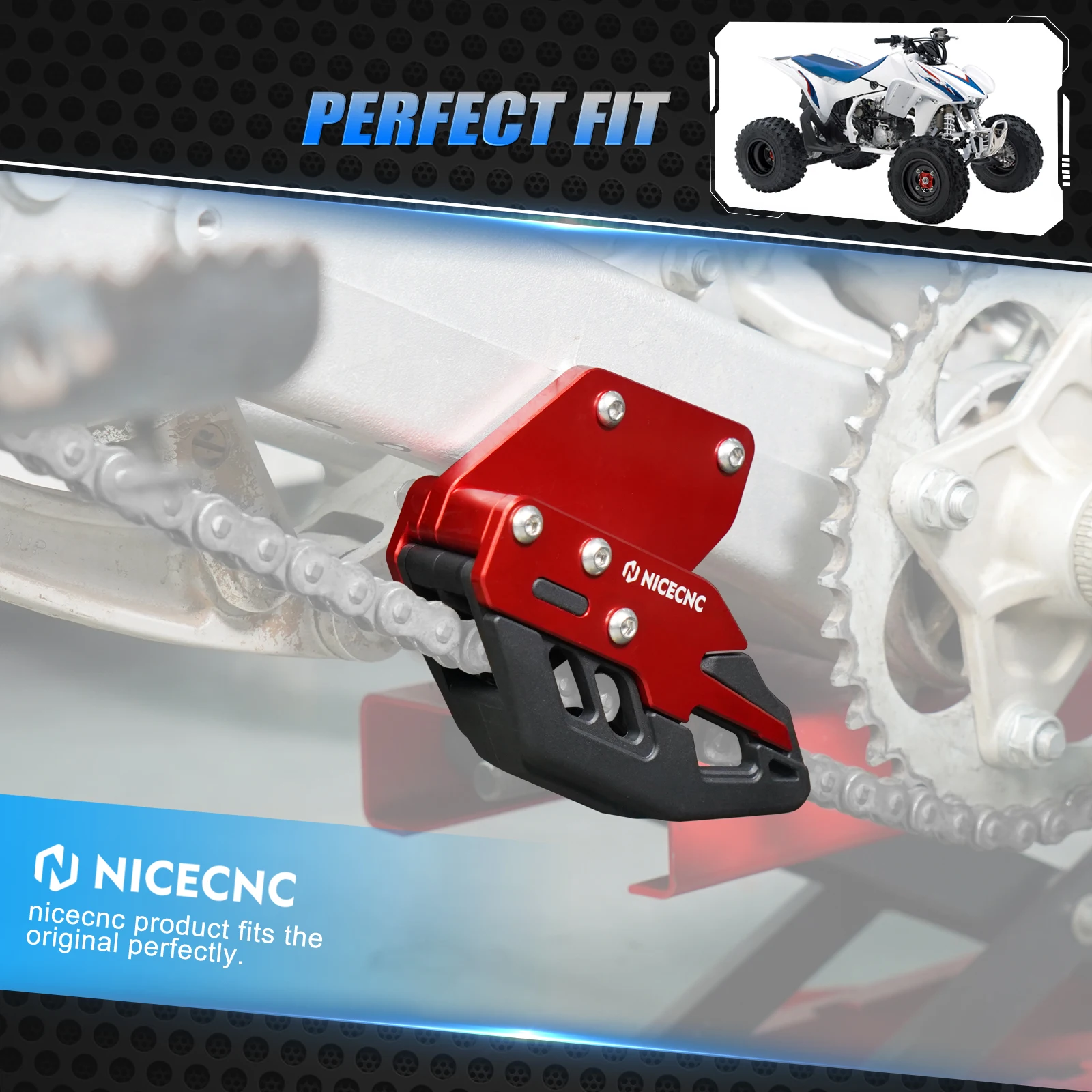 NICECNC Für Honda TRX450R 2006-2009 TRX ATV Hinterer Schwingarm Kettenführungsschutz TRX450ER 2006-2014 Geräuschreduzierung – Detail 34