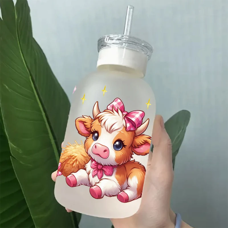 UV DTF Transfer Cow Theme for The 16oz Libbey Glasses Wraps, Cup Can DIY, Waterproof, Easy to Use, Decals, D18767