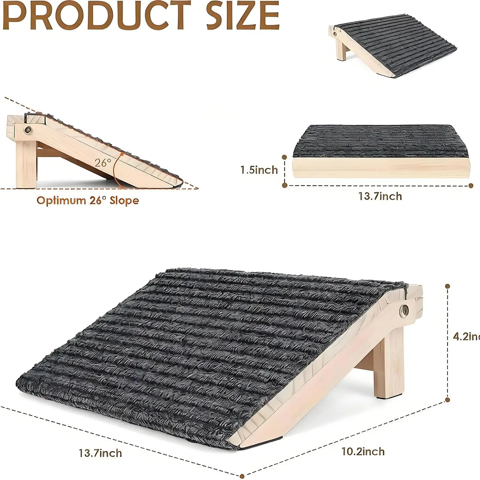 Dog Stair Ramp Compact Wooden Pet Ladder with Traction Mat Safe Climbing for Small Pets Bed Couch Car Dog Stair Ramp Compact Wooden Pet Ladder with Traction Mat Safe Climbing for Small Pets Bed Couch Car