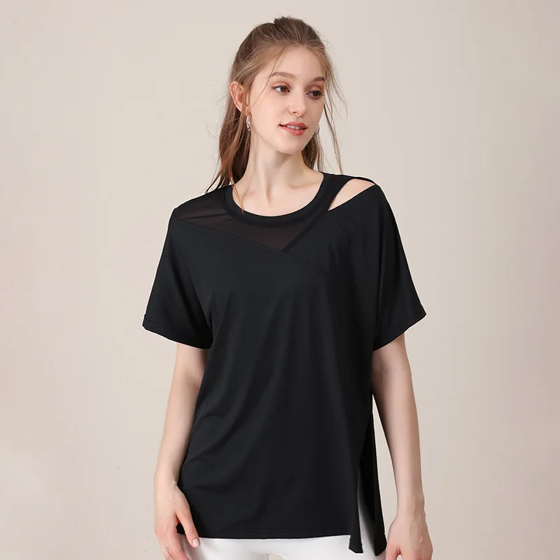 Sports T-shirts For Women Yoga Gym Pilates Tops Loose Mesh Dry Fit