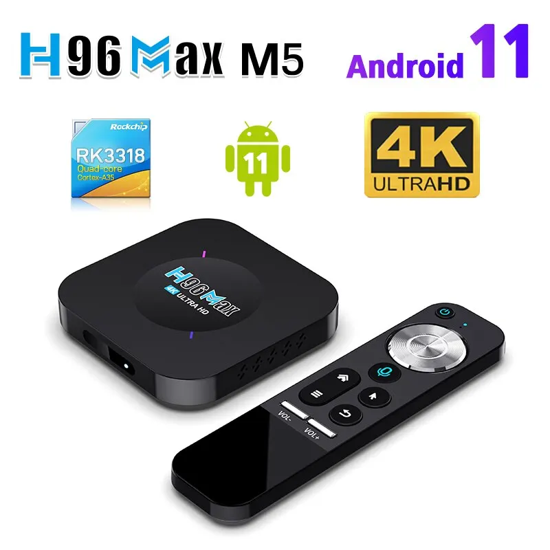 H96 Max M5 Smart Tv Box Android 11.0 Rockchip 3318 4K Google 3D Video Bt4.0 Lettore Multimediale Smart Tv Set Top Box